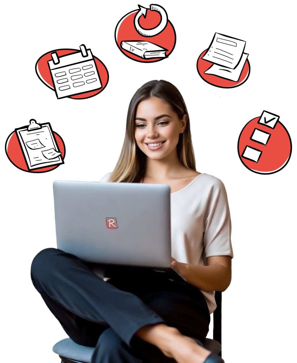 Ilustração de estudante usando o Rotinize para organizar a rotina